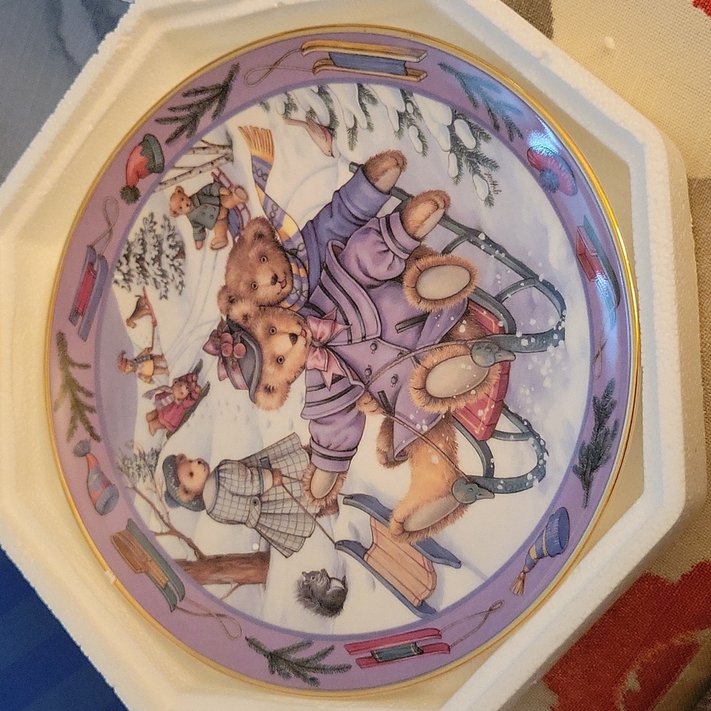 Royal Doulton Teddy Bear Sledding Collectible Plate